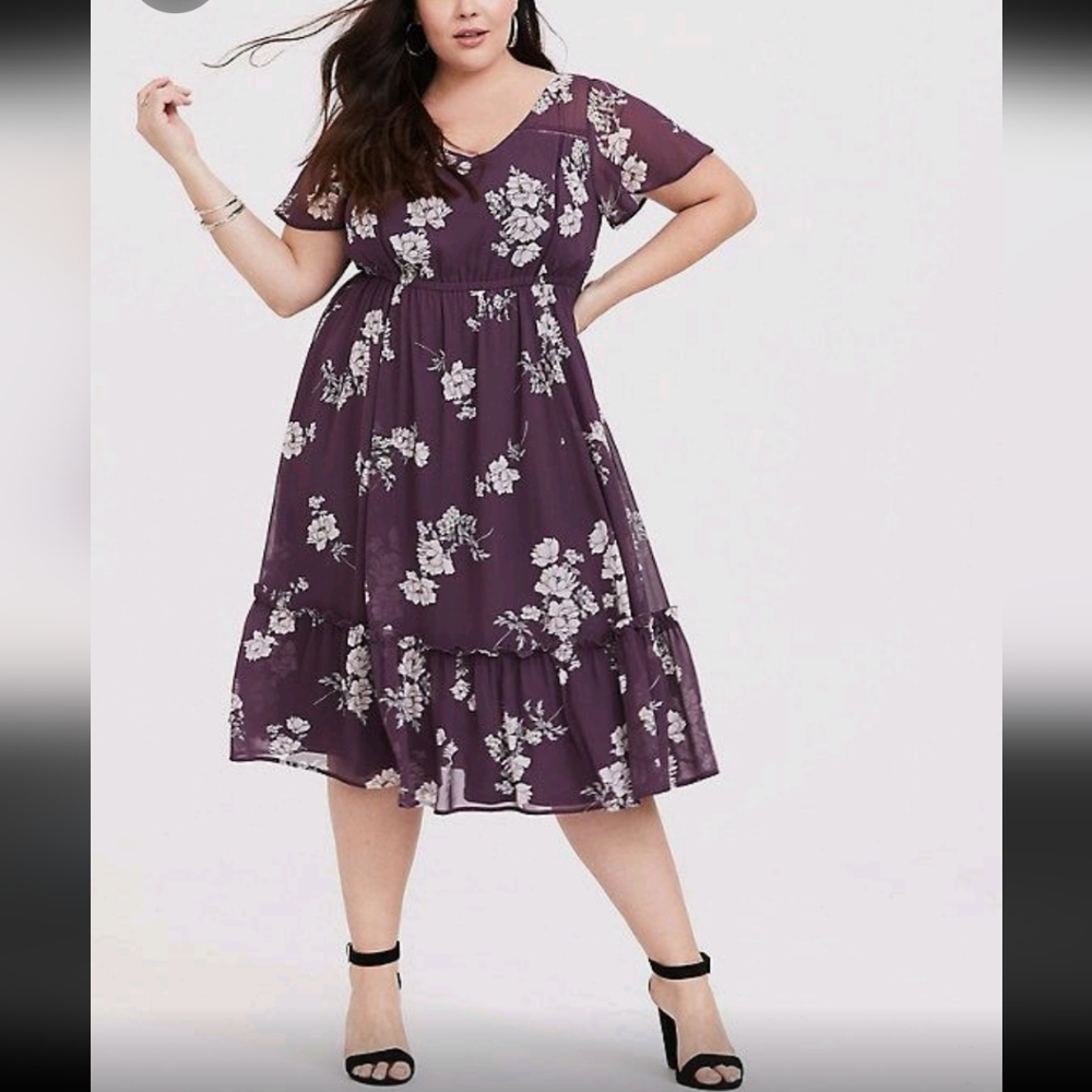 Torrid Ruffle Midi Dress Size 1